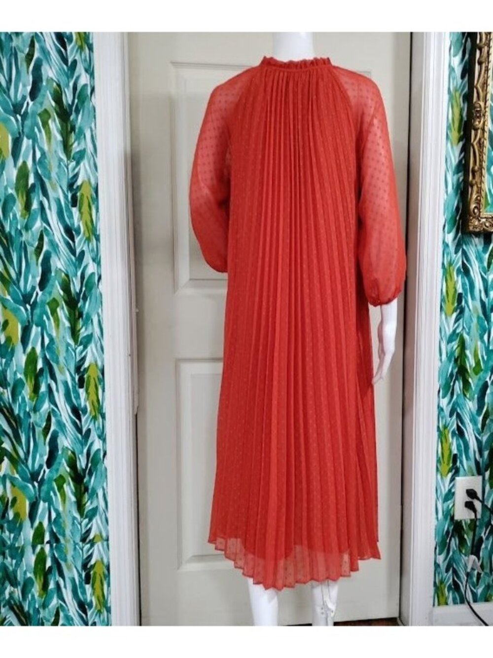 Nanette Pleta Cup Size 6 Boho Hippie Festival Whimsy Print Dress Orange - Picture 4 of 13
